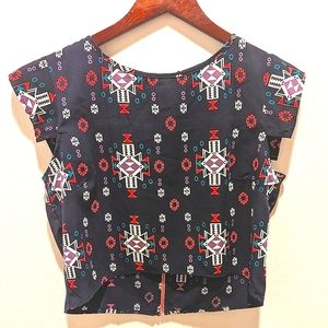 * B Jewel* Zip Back Cropped Blouse Size Girls XL